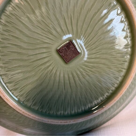 YUE DYNASTY KILN CELADON kiln glaze flower design dish decor Green  box - Picture 6 of 8